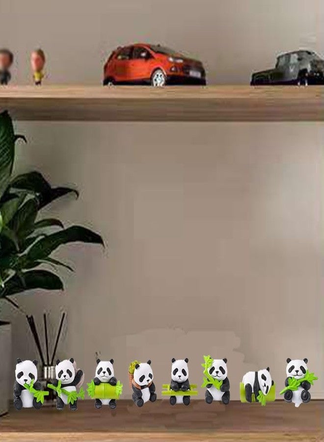 ALHBEJT 8Pcs Miniature Panda Figurines Resin Panda Statue Sculpture Landscape Decoration Mini Animals Miniature Figurines for Fairy Gardens, Micro Landscapes, Moss, Office Home Cake Decorations - Image 4